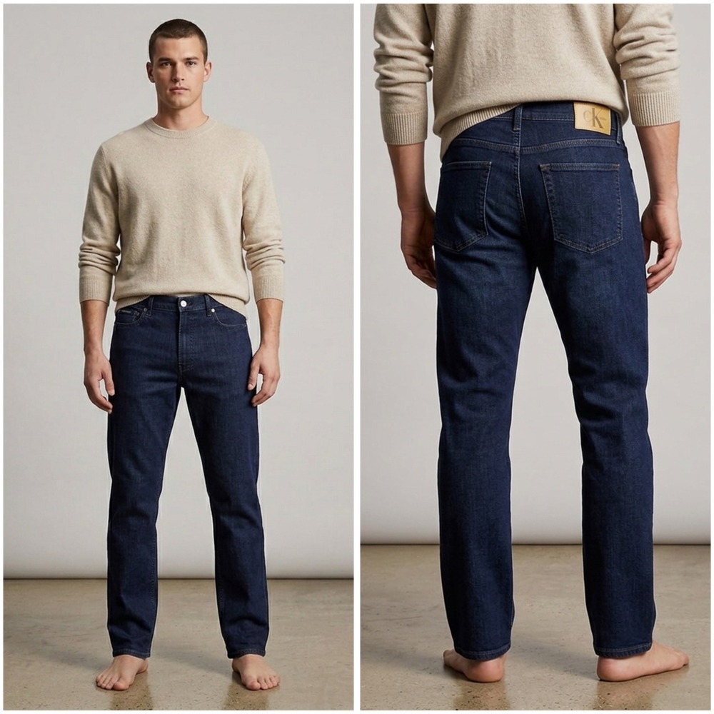 Calvin Klein Jeans‎ Mens Straight Leg Dark Wash Denim Blue 40Q0708 W36 L28